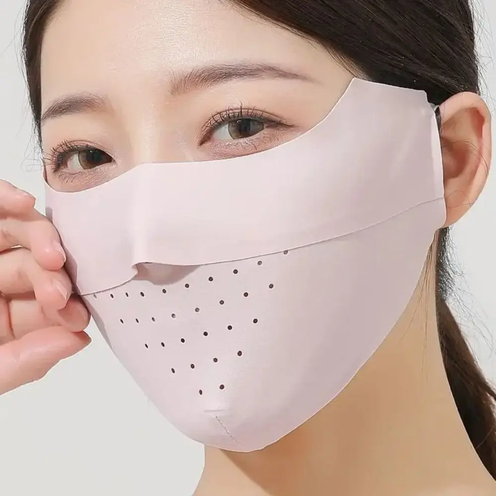 Masker wajah bersepeda pelindung matahari Uv Pria Wanita, masker wajah lembut bersirkulasi tipis untuk olahraga lari bersepeda sutra es