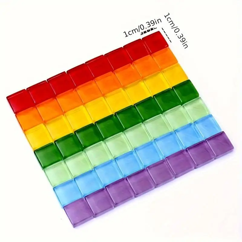 300pcs Square Craft Tile Decorative Props DIY Colored Crystal Glass Mosaics Interactive Handicrafts Christmas New Year Gift