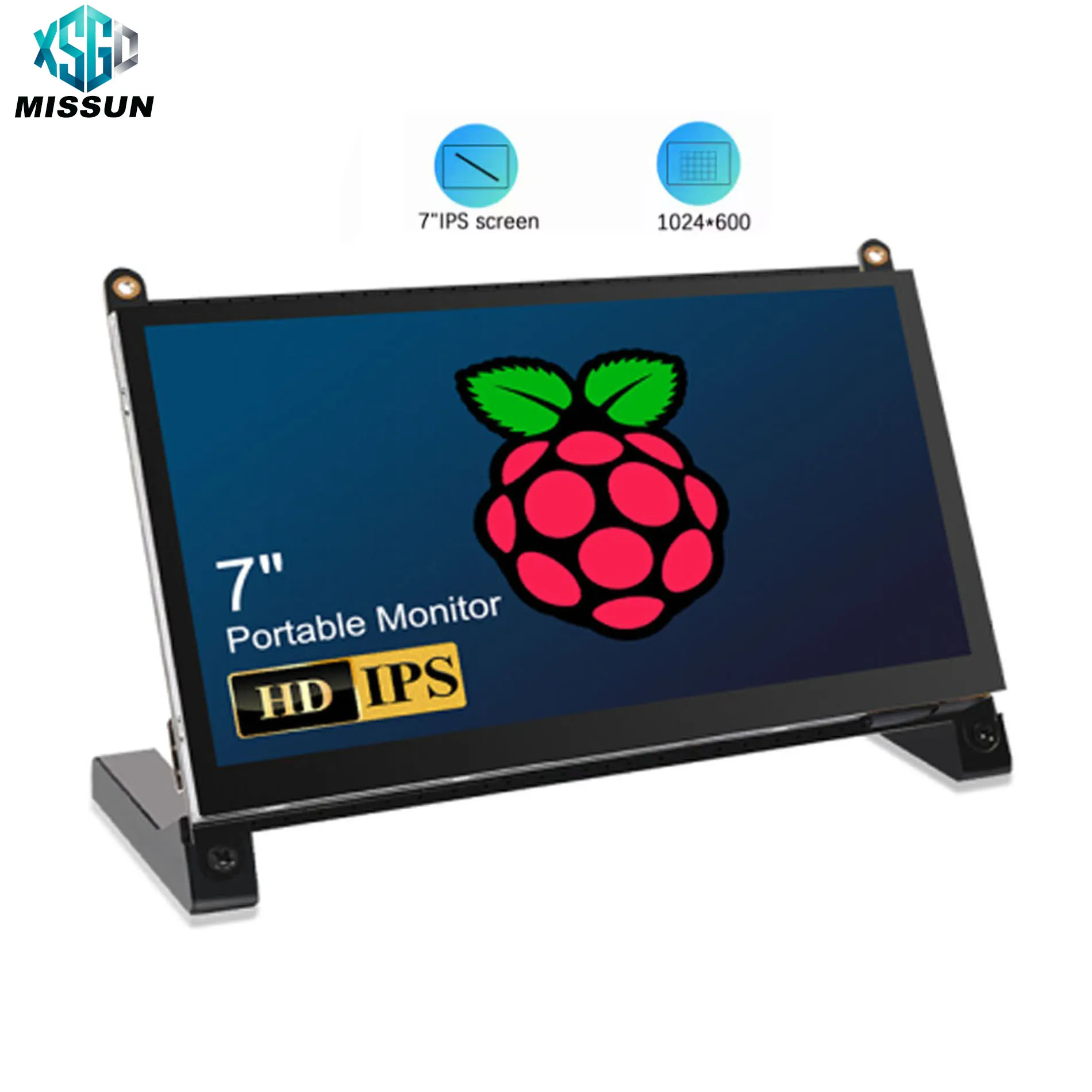 7 Inch Touch Screen 1024x600 IPS LCD Optional Speaker for Raspberry Pi 5 4B 3B+ 3B Laptop PC Secondary Screen Portable Display