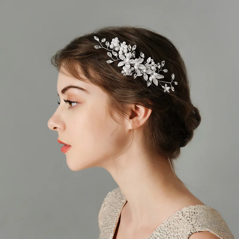 Fashion Silver Pearl Rhinestone Newest Hair Comb Bridal Wedding Hair Accessories Head Jewelry For Women Dress Accessories image 3