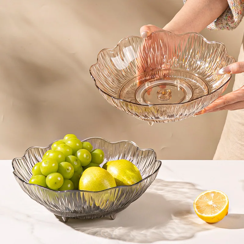 RotatePETMaterial fruit plate snack plate chinese style daily dining kitchen fruit plate for homesimple fruit snack plate