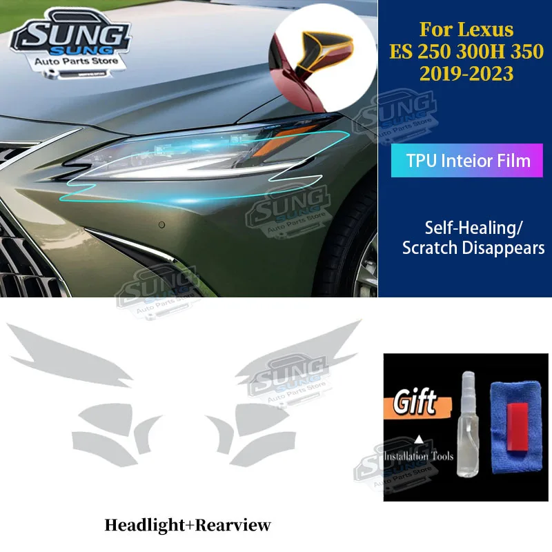 For Lexus ES 250 300H 350 2019-2023 TPU Car Headlight Film Clear Bra Kit Decal Pre Cut PPF Scratch Paint Protection Car Film