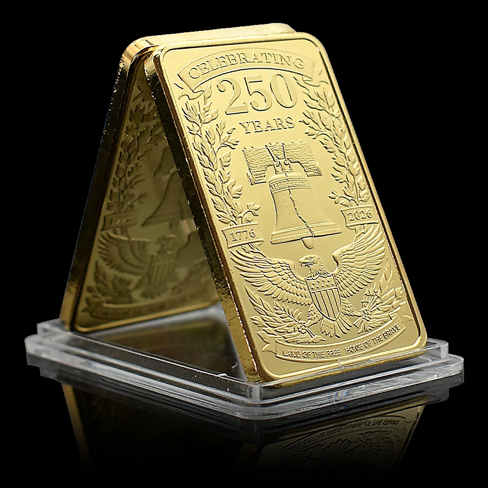 

Limited Edition U.S.A. Gold Bar 250th Anniversary – Liberty Statue, White House, Eagle, Perfect Collector & Gift Item replica