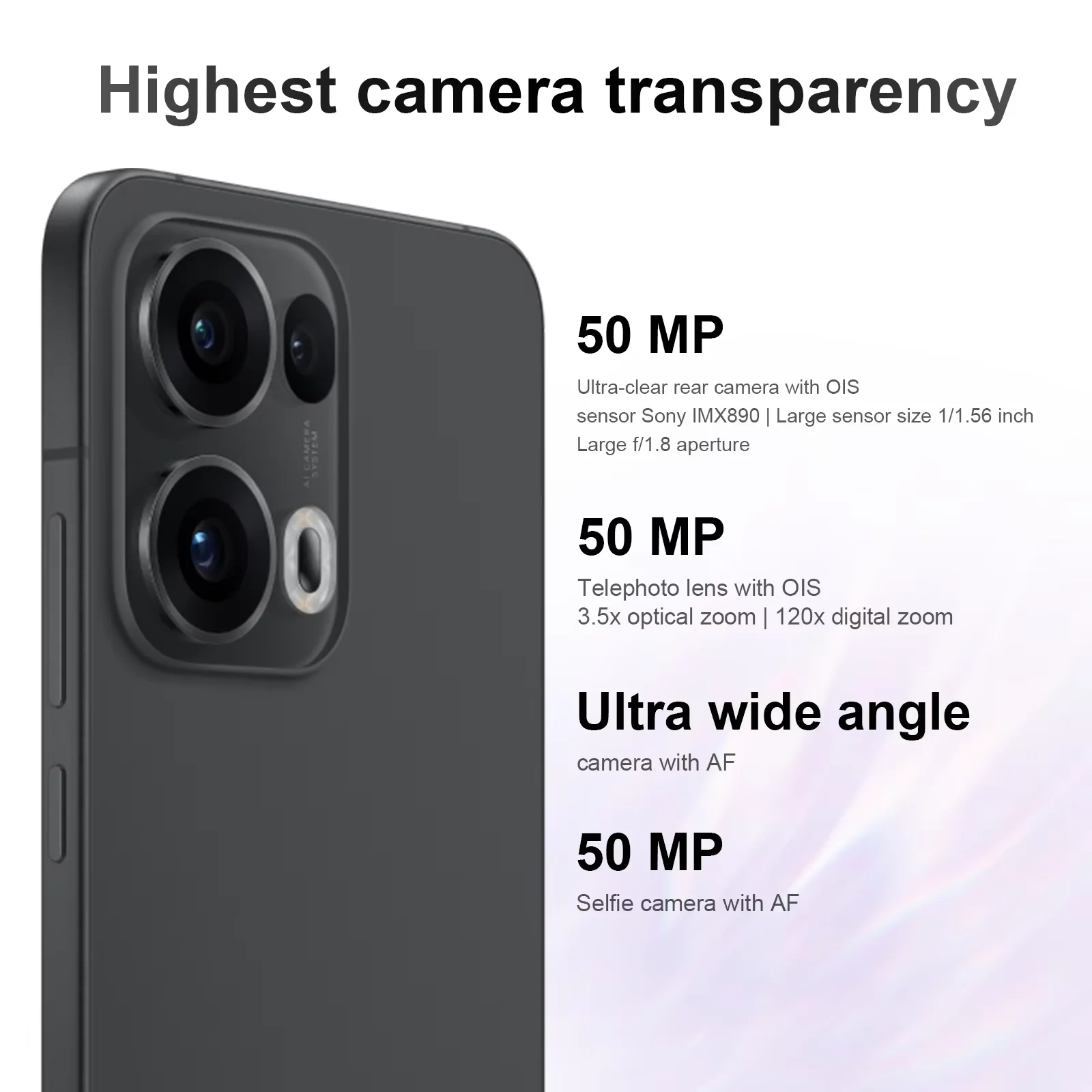 هاتف OPPO Reno13 Pro 5G الذكي MTK الأبعاد 8350 6.83 بوصة 120 هرتز شاشة AMOLED كاميرا رئيسية 50 ميجابكسل بطارية 5800 مللي أمبير في الساعة