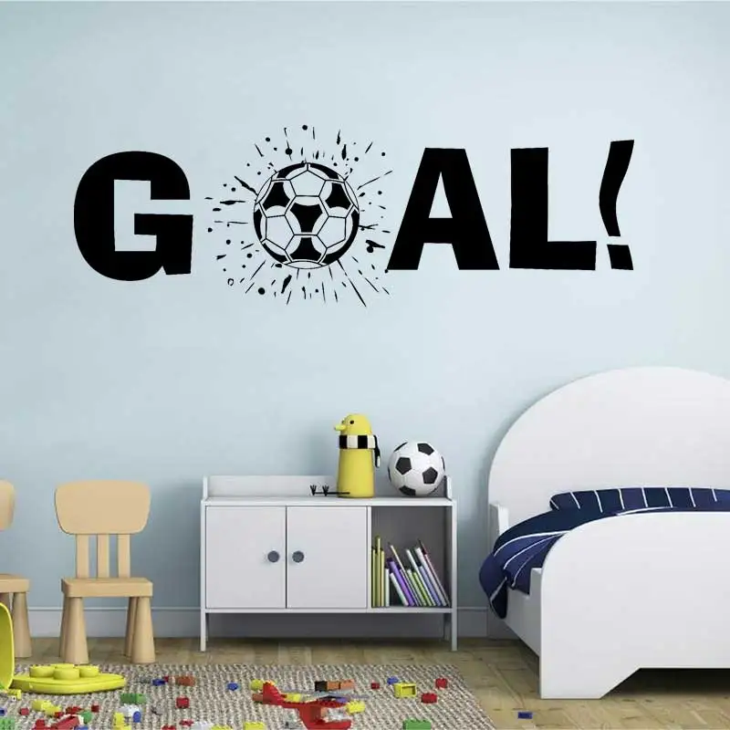 Calcomanías de pared de fútbol, jugadores de fútbol, juegos atléticos, escuela, habitación de niños, dormitorio, arte moderno, calcomanías de vinilo para pared, regalos para niños