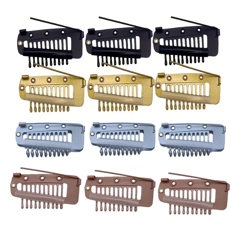 

5pcs New 30pcs chunni clips 3.6cm 10 Teeth Snap Clips with Safety Pin For Weft Hair Extensions