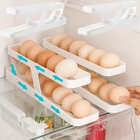 Automatic scrolling egg rack holder storage box Double Layer Egg Basket Container Organizers Kitchen Refrigerator Eggs Dispenser