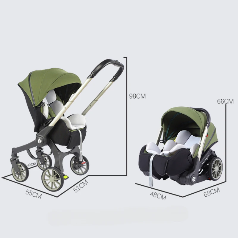 Tragbarer 4-in-1-Kinderwagen, faltbarer Babyautositz, multifunktionaler Zwei-Wege-Kinderwagen, faltbarer Reisekinderwagen