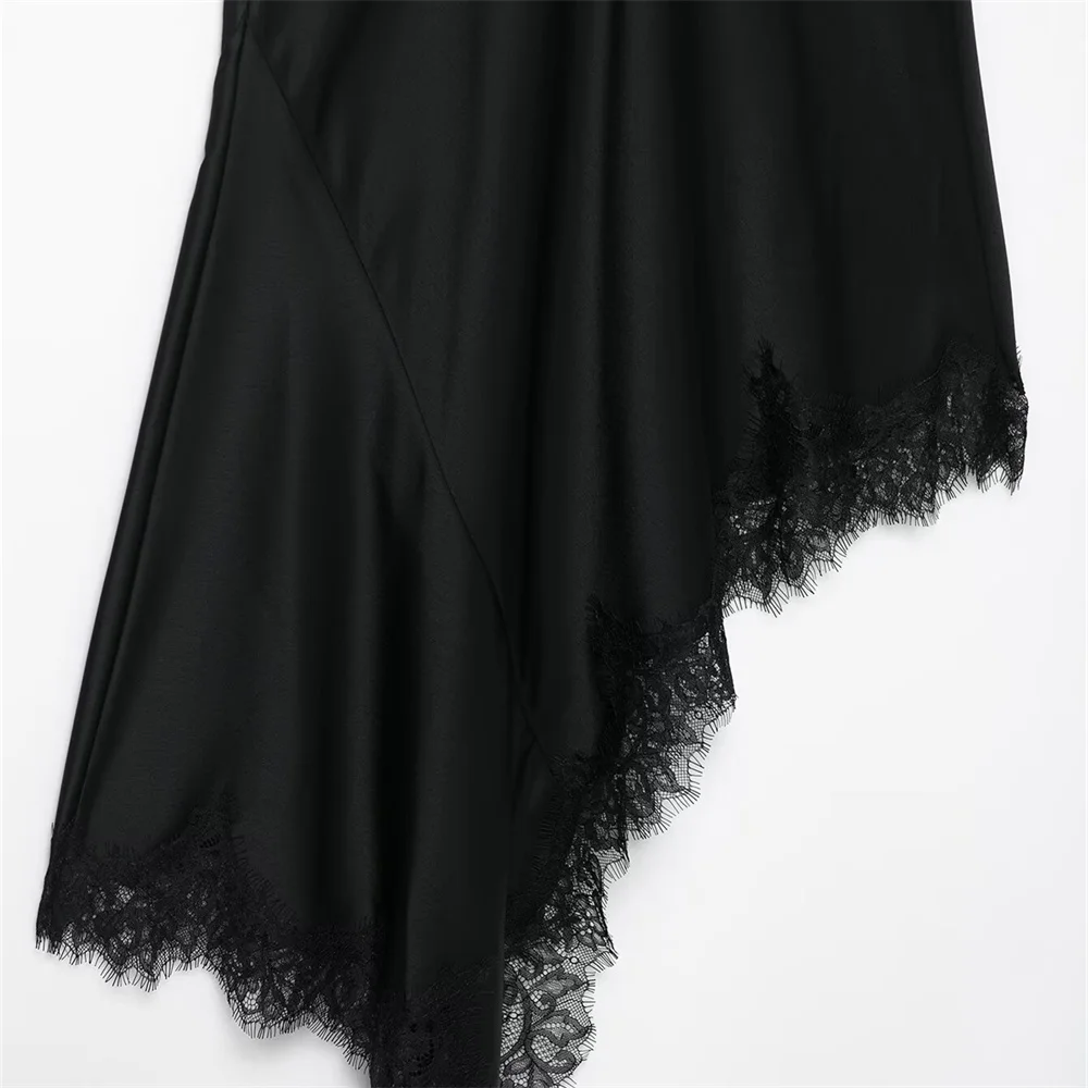 UNIZERA 2025 new women's casual fashion design with European and American style lace and satin texture dress