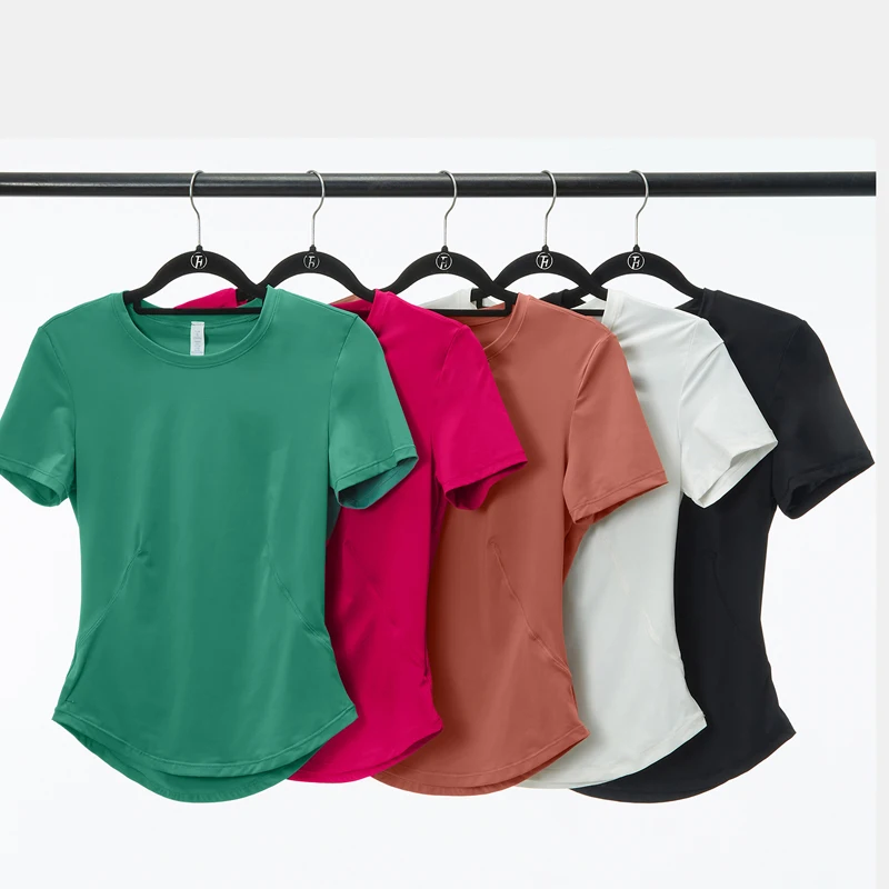 Frauen Zwei Stücke Fitness Yoga Set Sommer Einfarbig Kurze Sportswear Atmungsaktiv Schnell Trocknend Laufen Outdoor Anzug Turnhalle Kleidung – Detail 2