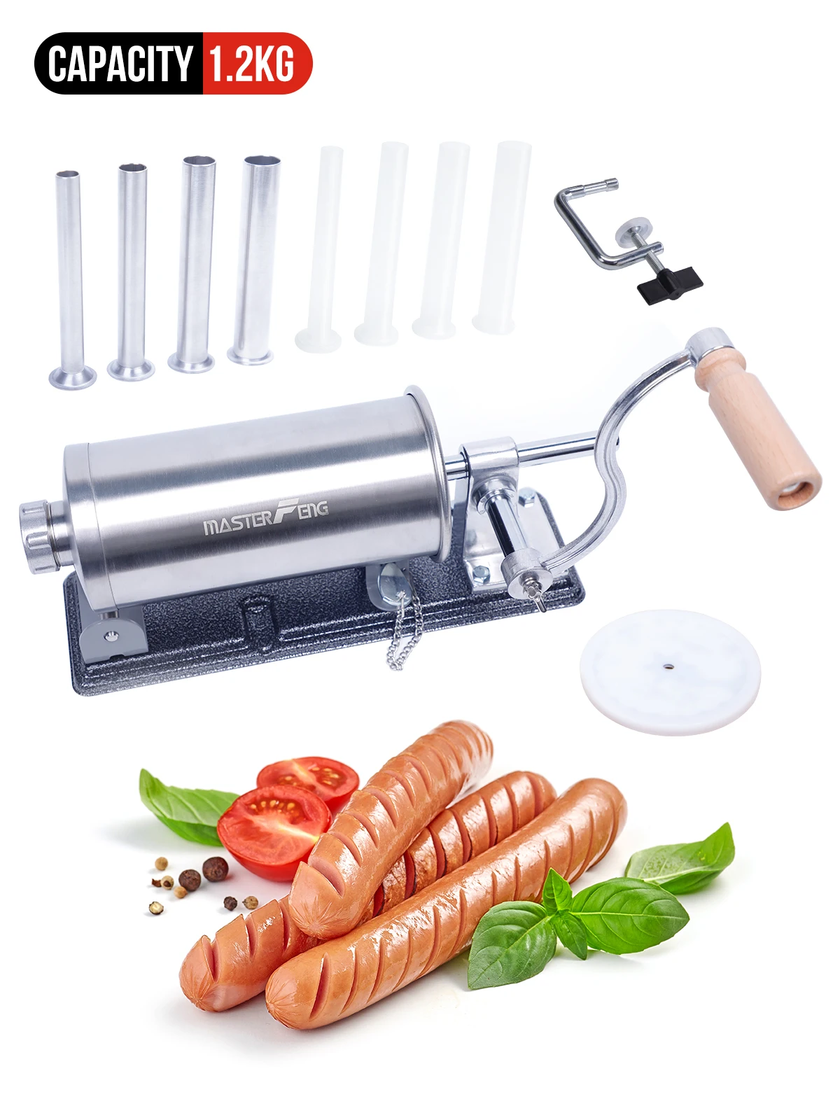 MASTER FENG Horizontal Sausage Stuffer Homemade Manual Sausage Maker Sausage Meat Filling Machine