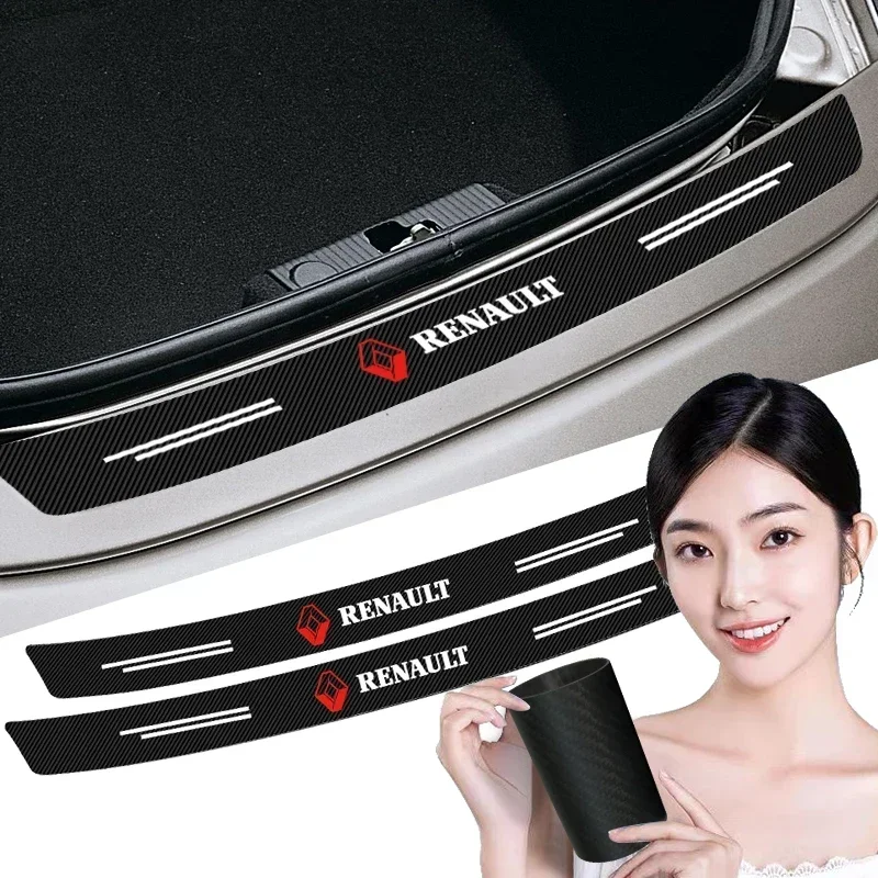 Carbon Fiber Car Rear Bumper Trunk Guard Protected Sticker For Renault Megane 2 3 4 Twingo Clio Talisman Captur Trafic Scenic 2