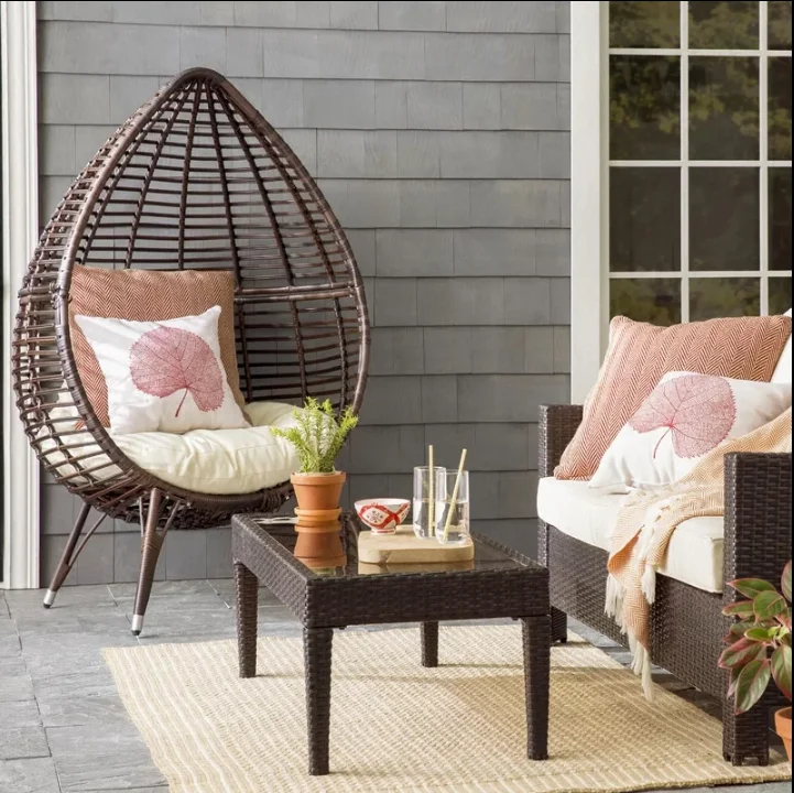 !@Modern Metal Hanging Basket Chair with Waterproof Cushion Seats 2 People-Outdoor & Indoor Balcony Living Room Bedroom Furnitur