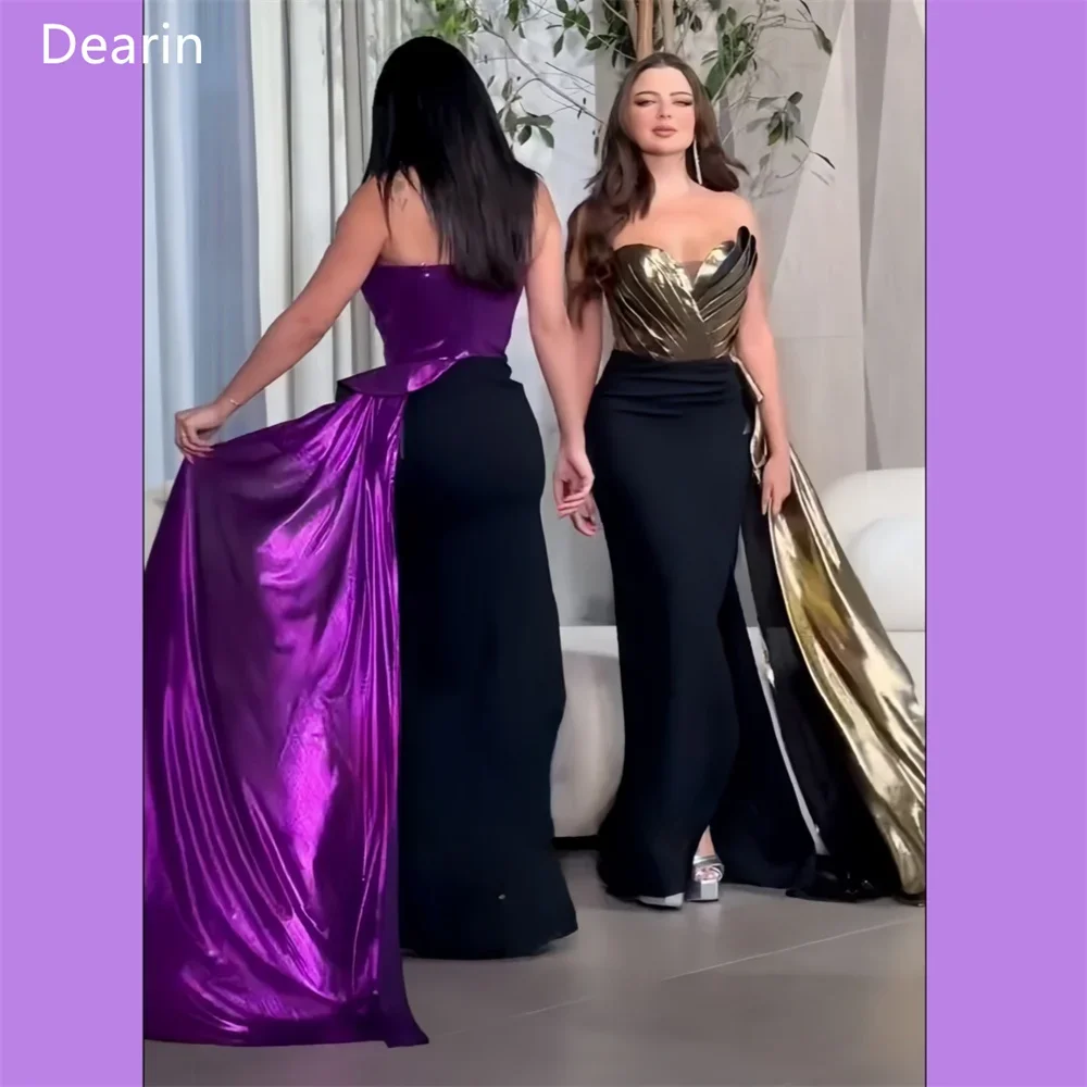 

Customized Evening Gown Prom Formal Dress Dearin Strapless A-line Floor Length Skirts Draped Sleeveless Bespoke Occasion Dresses