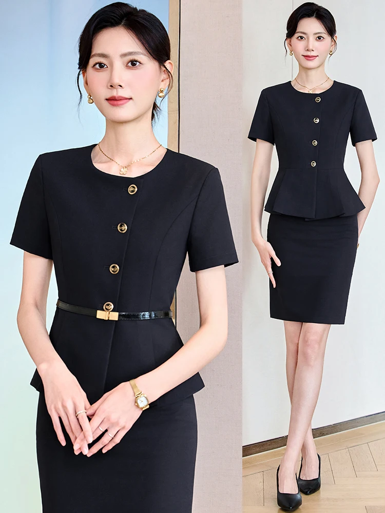 

Short Sleeve Suit Set for Women Professional Front Desk Manager Uniform Summer New Arrival Hotel Jewelry Store Beauty Salon W...