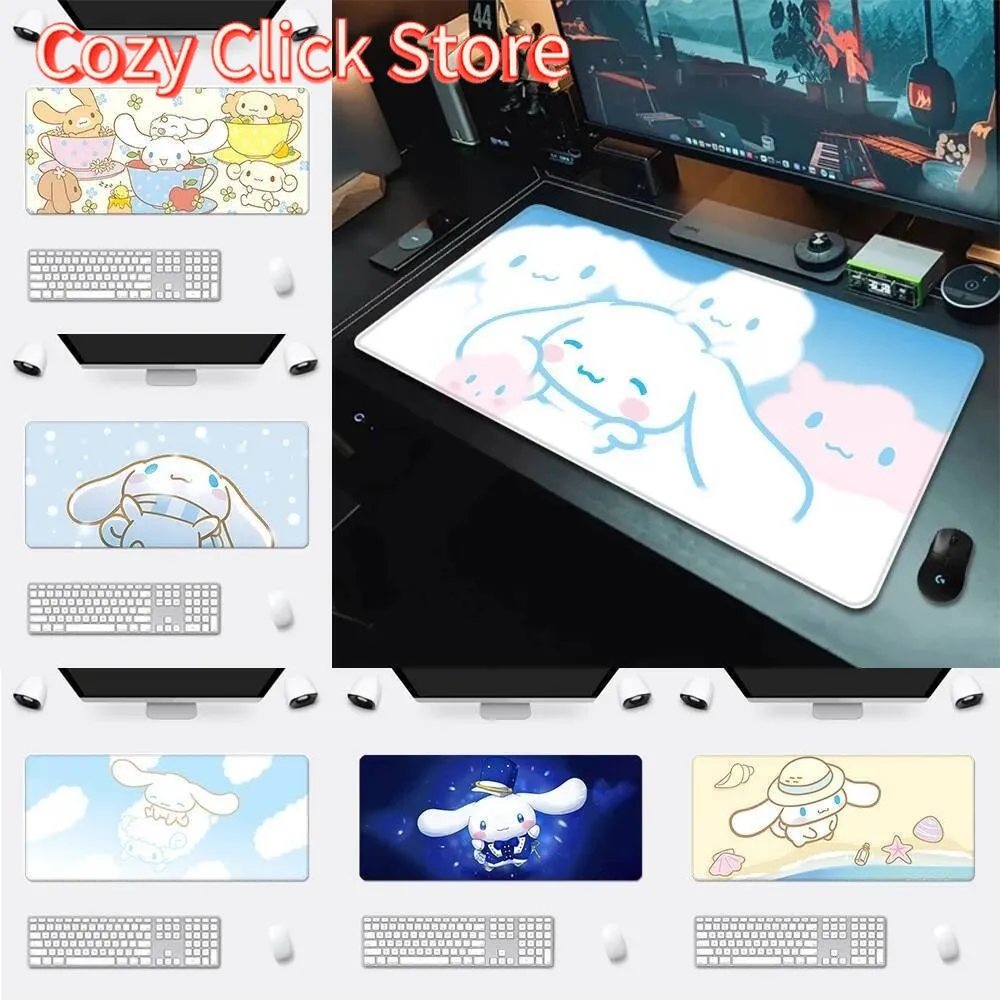 

Коврик для мыши Cinnamorolls с HD-печатью, компьютерный геймерский нескользящий коврик для мыши с запирающимся краем XXL90x40 см, коврик для клавиатуры, ПК, настольный коврик