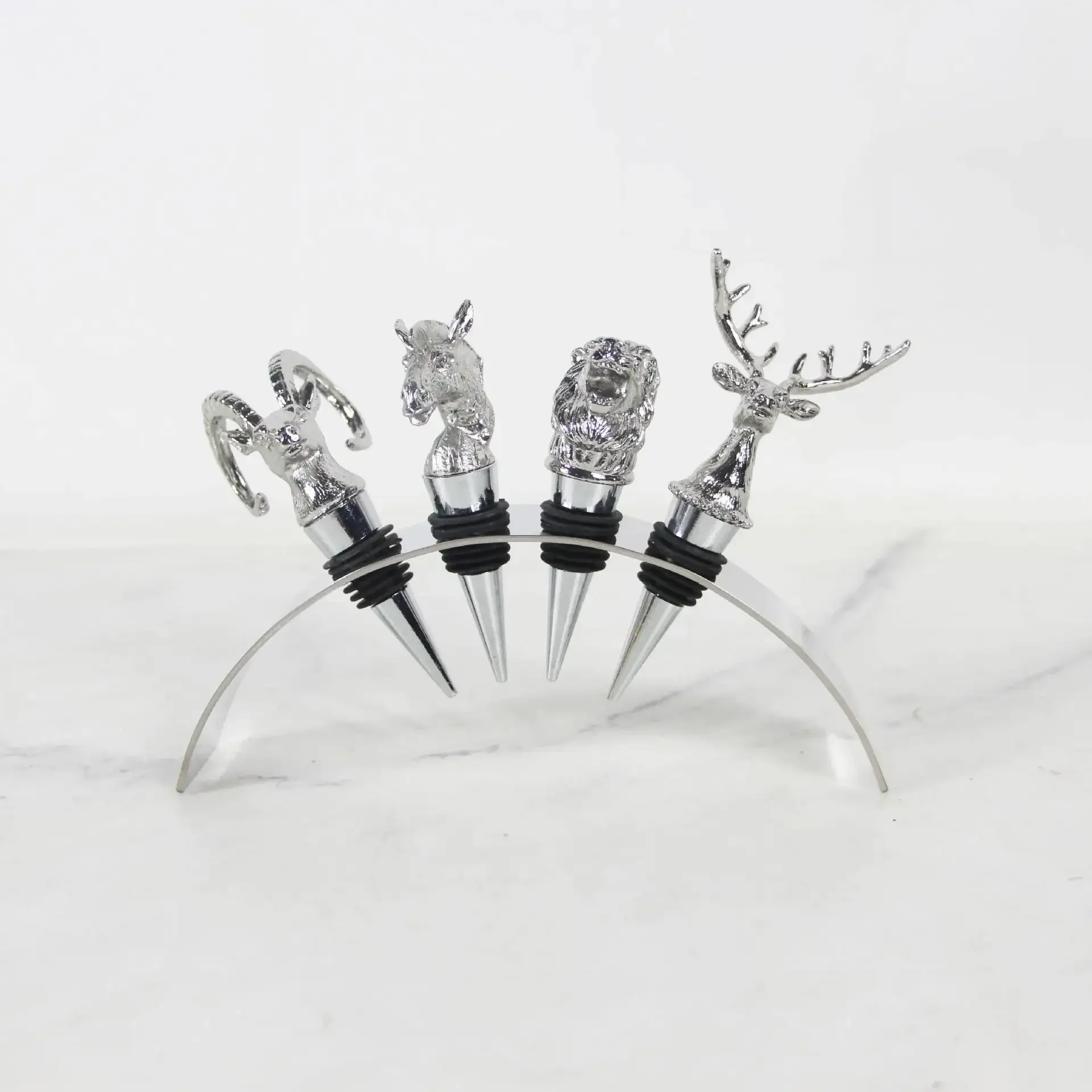 Metal Wine Stopper Silver Animal Head Sealing Plug Simulated Deer Sculpture Champagne Bottle Stopper Home Accessories