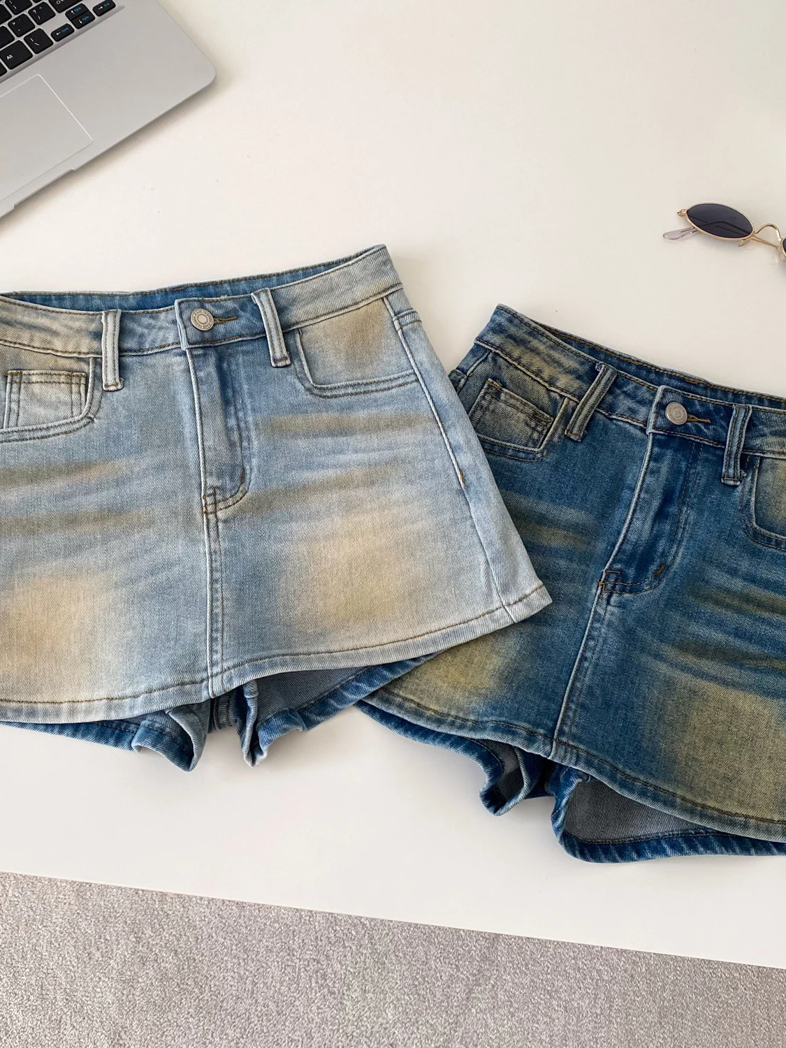 

Korean Style High Waist A-Line Skirt Women's Summer Washed Versatile Retro Denim Short Skirt Commute City Life