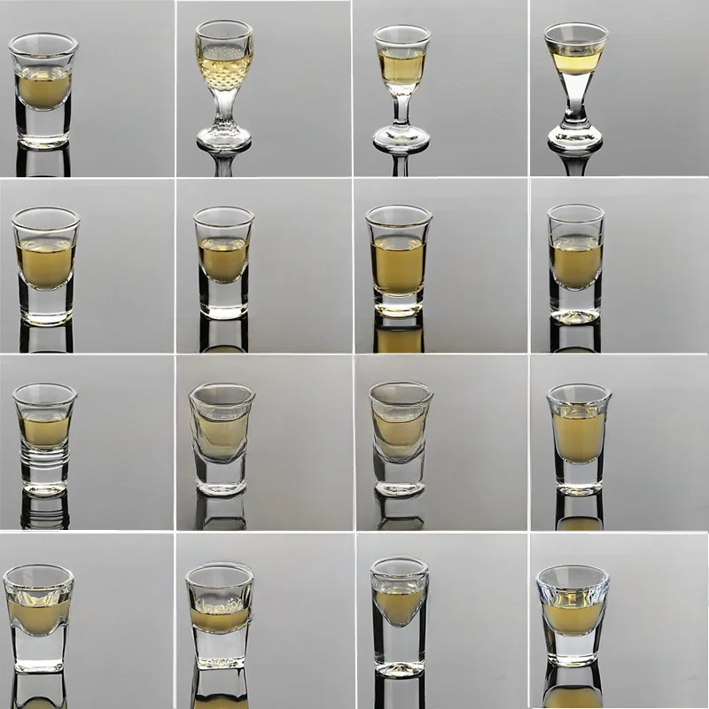 Small Chinese Style Glass White Wine Cup Set High Foot 6 Pieces Creative Home Use Bullet Cup Drinking Glass Tasting Glass