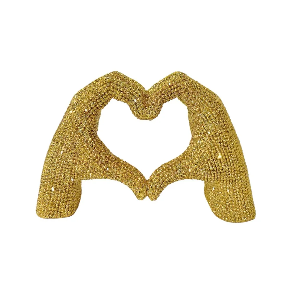 

Solid Color Dot Bead Gesture Decoration Creative Resin Heart Finger Statue Abstract Design Heart Love Sculpture Gift