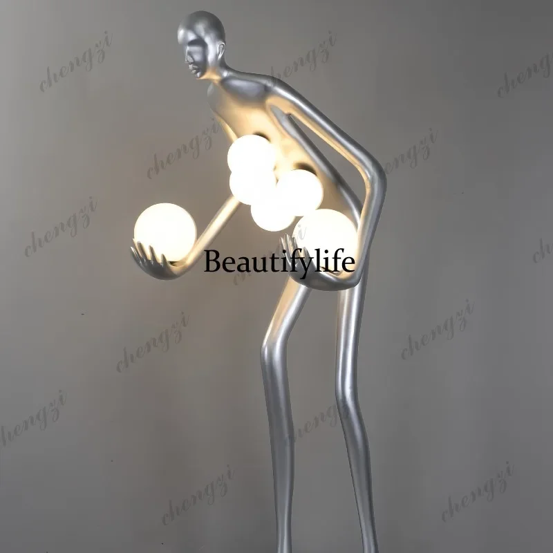 D56 Exhibition Hall Villa Living Room Abstract Art Humanoid Animal Ornament Hotel Lobby Human Sculpture Floor Lamp