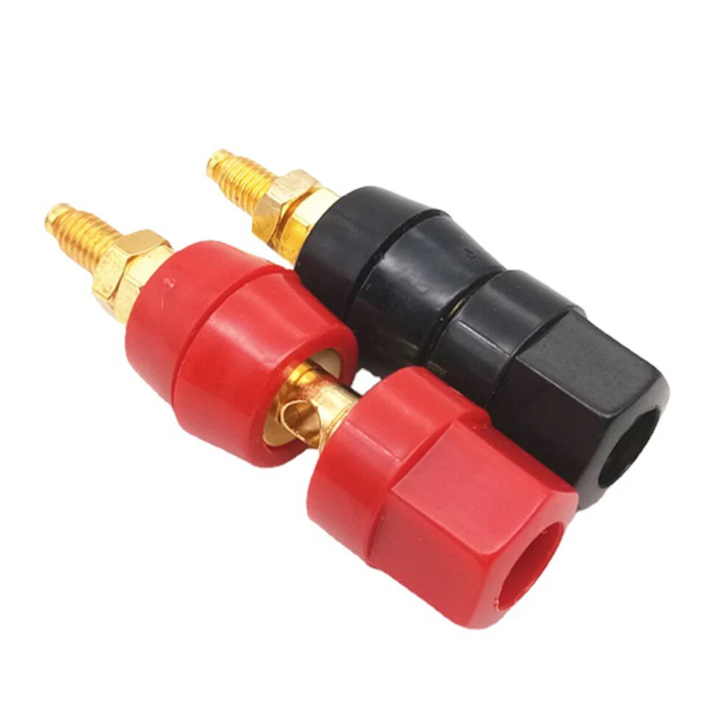 1Pair 4mm Audio Speaker Binding PostTerminal Black Red For Banana Socket Adapter Hexagonal Single Connection Terminal Electrical