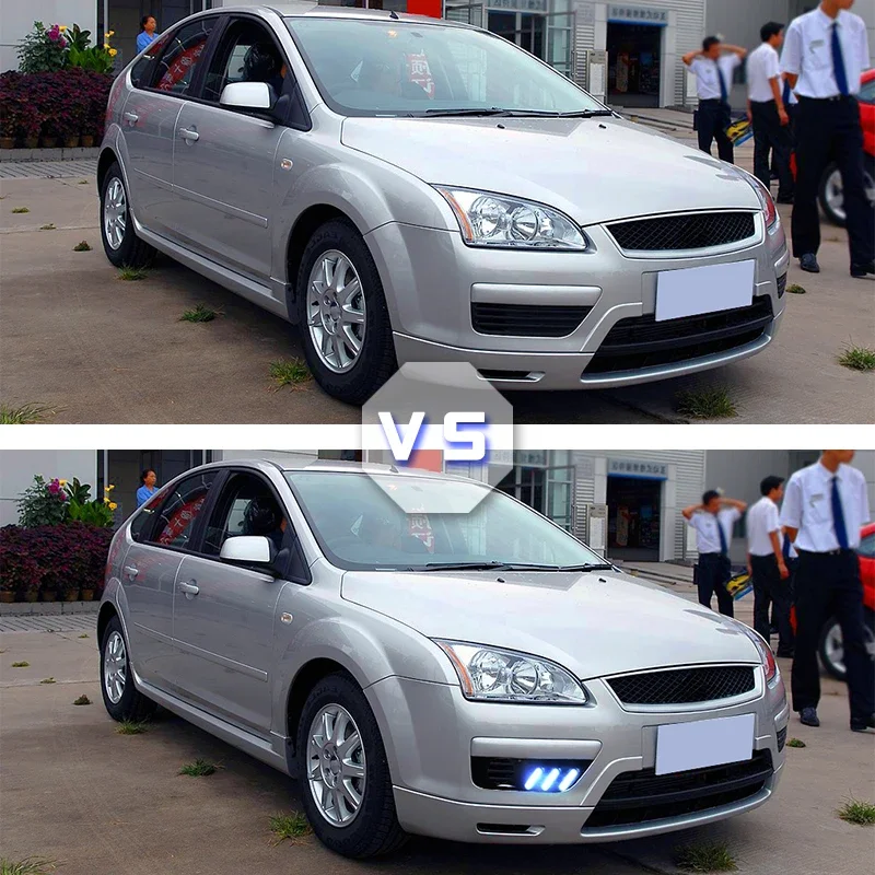 2 uds luces LED de circulación diurna para Ford Focus 2005 2006 función de atenuación automática DRL luz antiniebla cubierta de lámpara antiniebla