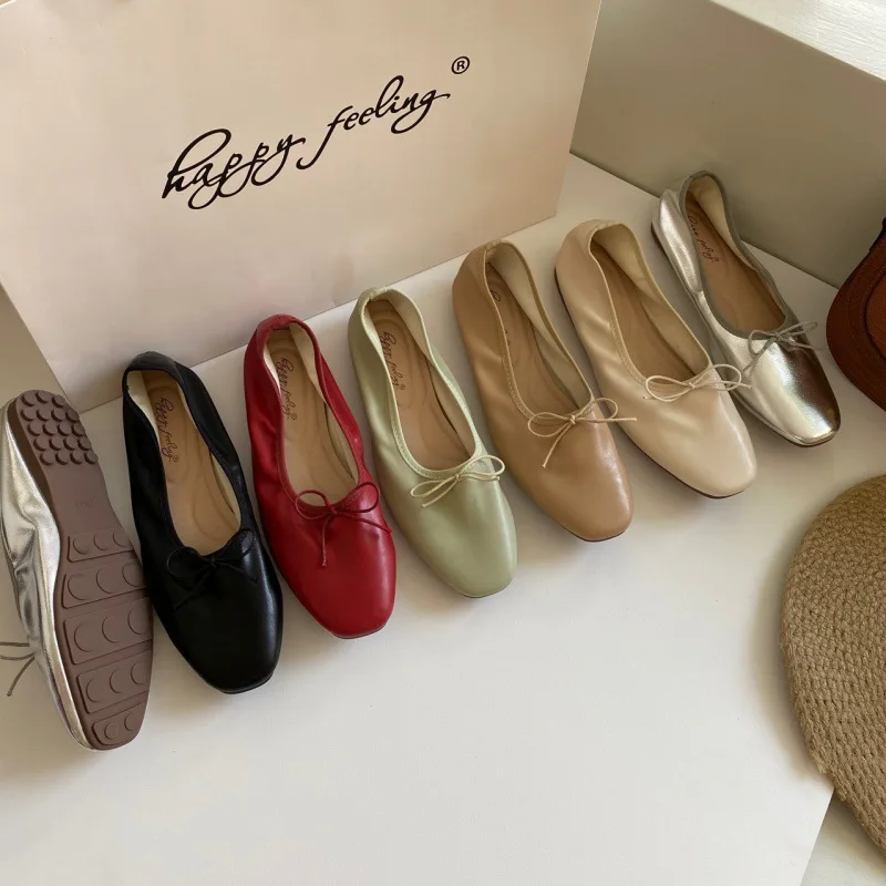 Fashion Shallow Women Ballet Flats Dance Shoes Casual Female Soft Footwear Butterfly-Knot Ladies Flats Slip On Shoes