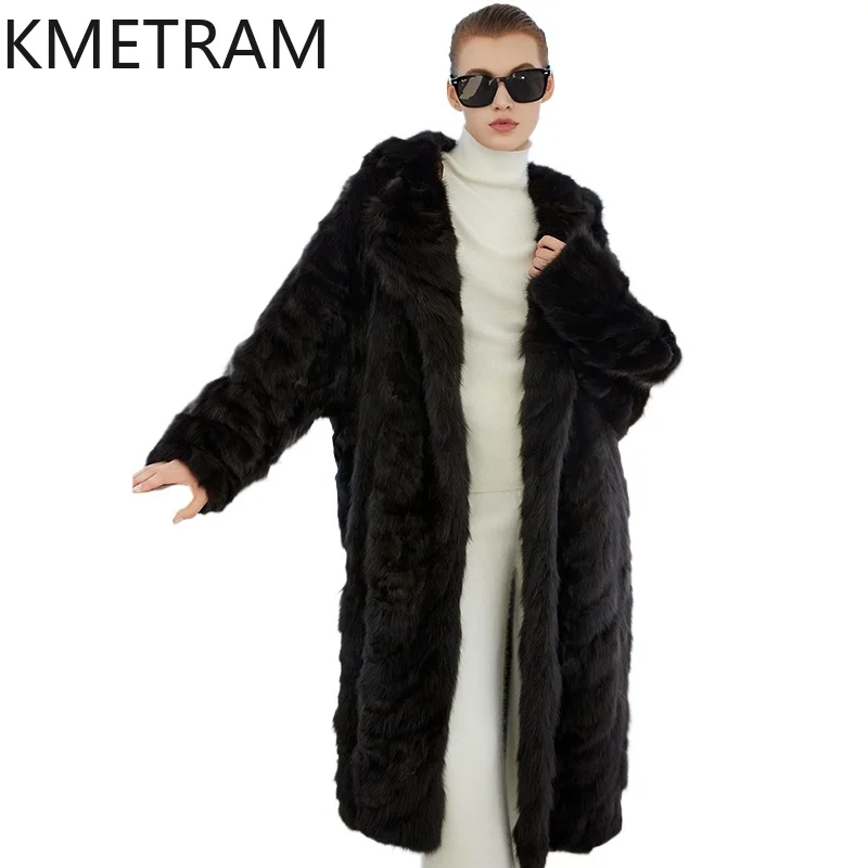 

100% Natural Sable Fur Jacket Woman High Quality Long Real Fur Coat with Hood 2025 Winter Coats Women Clothing шуба женская