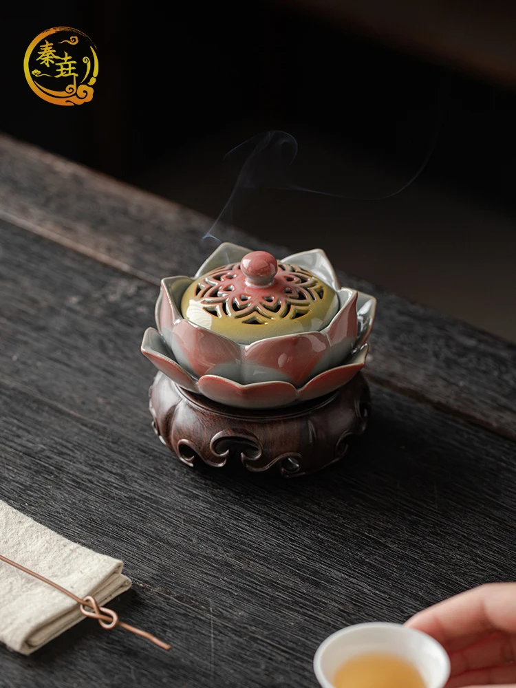Creative Vintage Cerc Lotus Incense Burner Zen Aroma Lamp Mosquito Repellent Indoor Home Decor Sandalwood Incense Burner