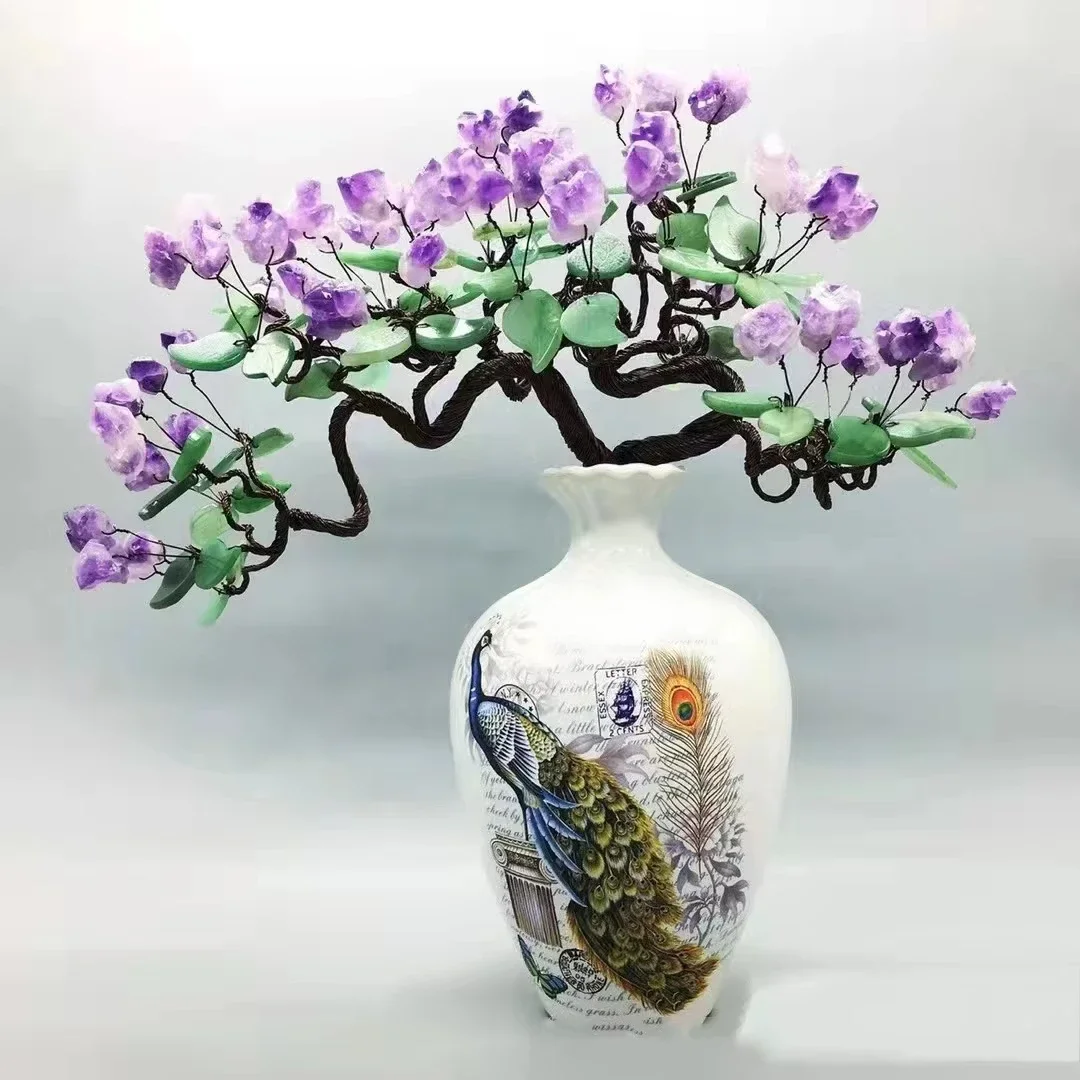 Gem tree amethyst ornament statue money bonsai good luck