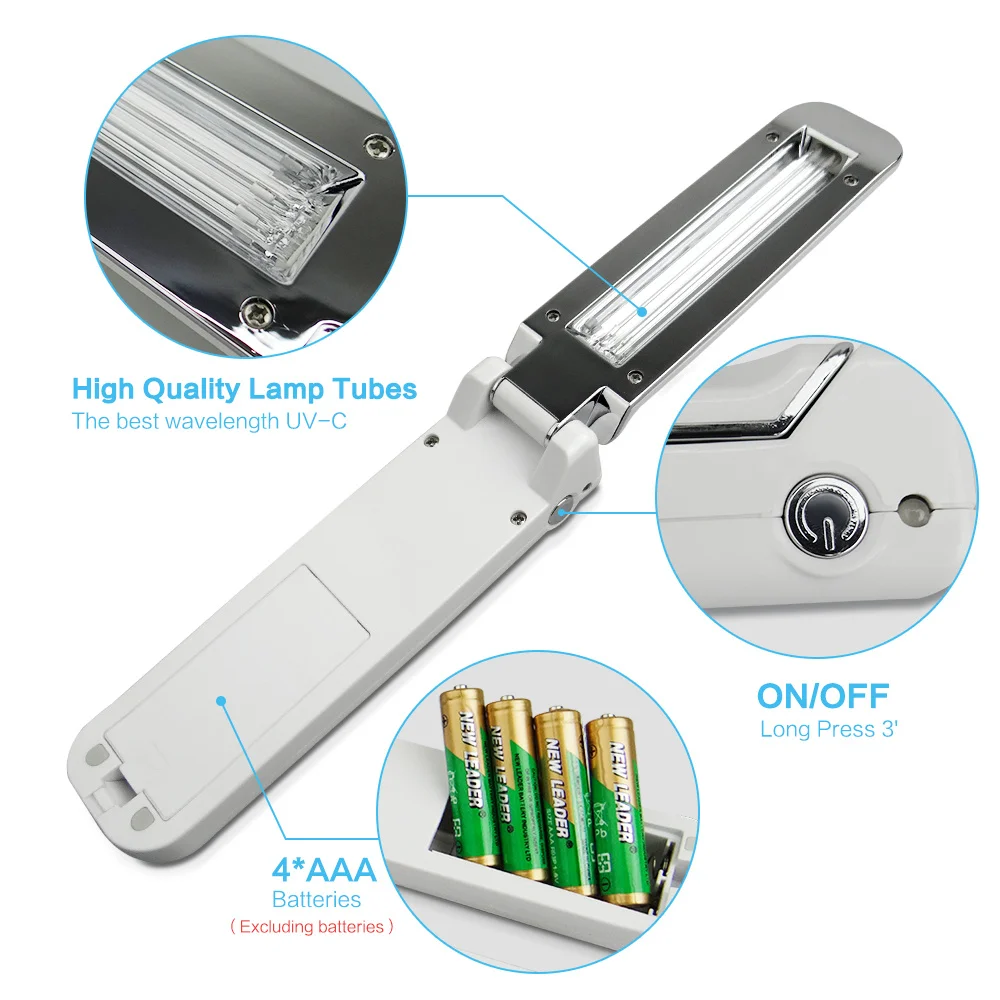 Lâmpada de esterilização UV alimentada por USB, luz portátil, sensor ultravioleta, lâmpada germicida desinfetante, quartzo UVC