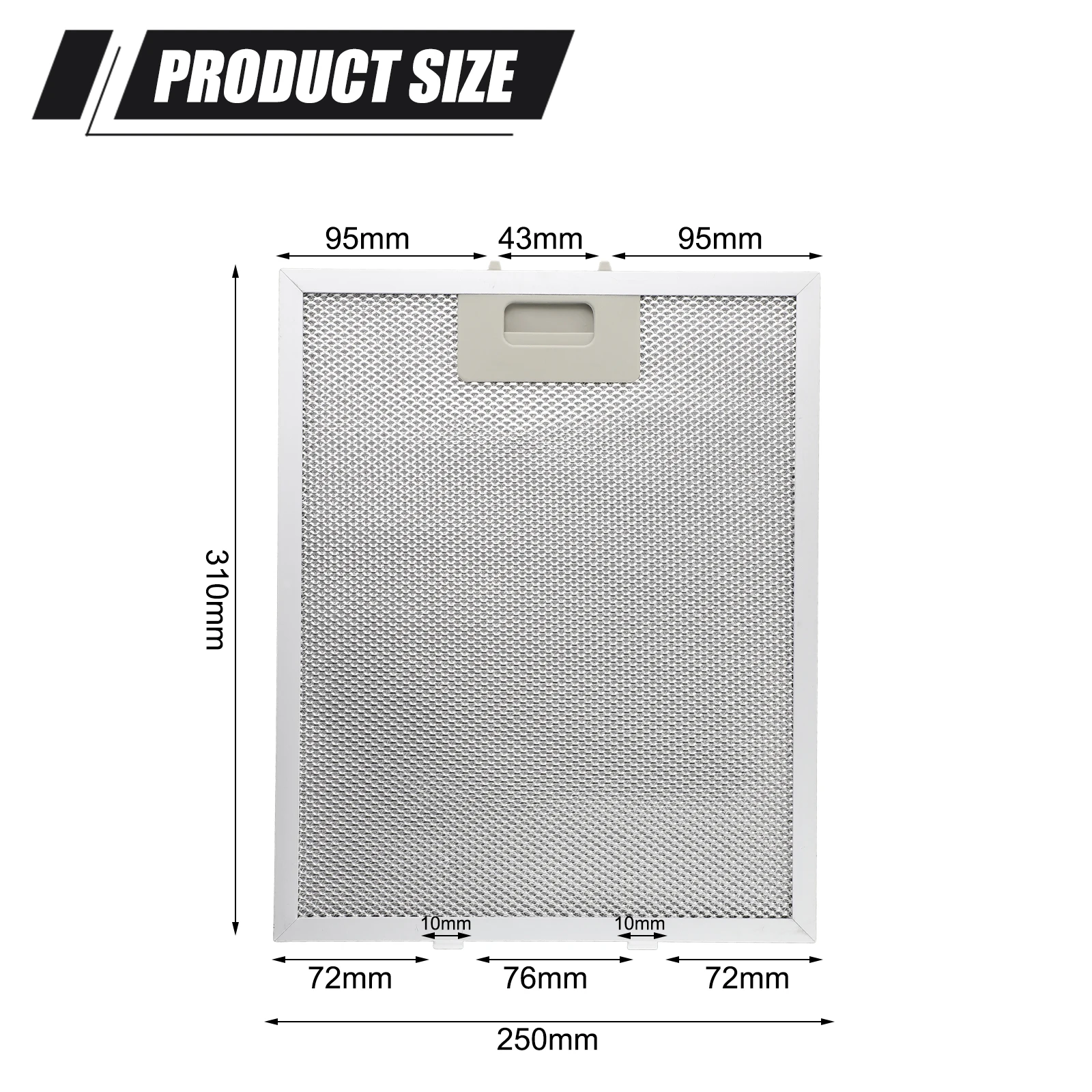 Filtre à graisse métallique en acier inoxydable, 250x310mm, accessoire de cuisine, document argenté, adapté aux hotte de cuisine modernes et utiles