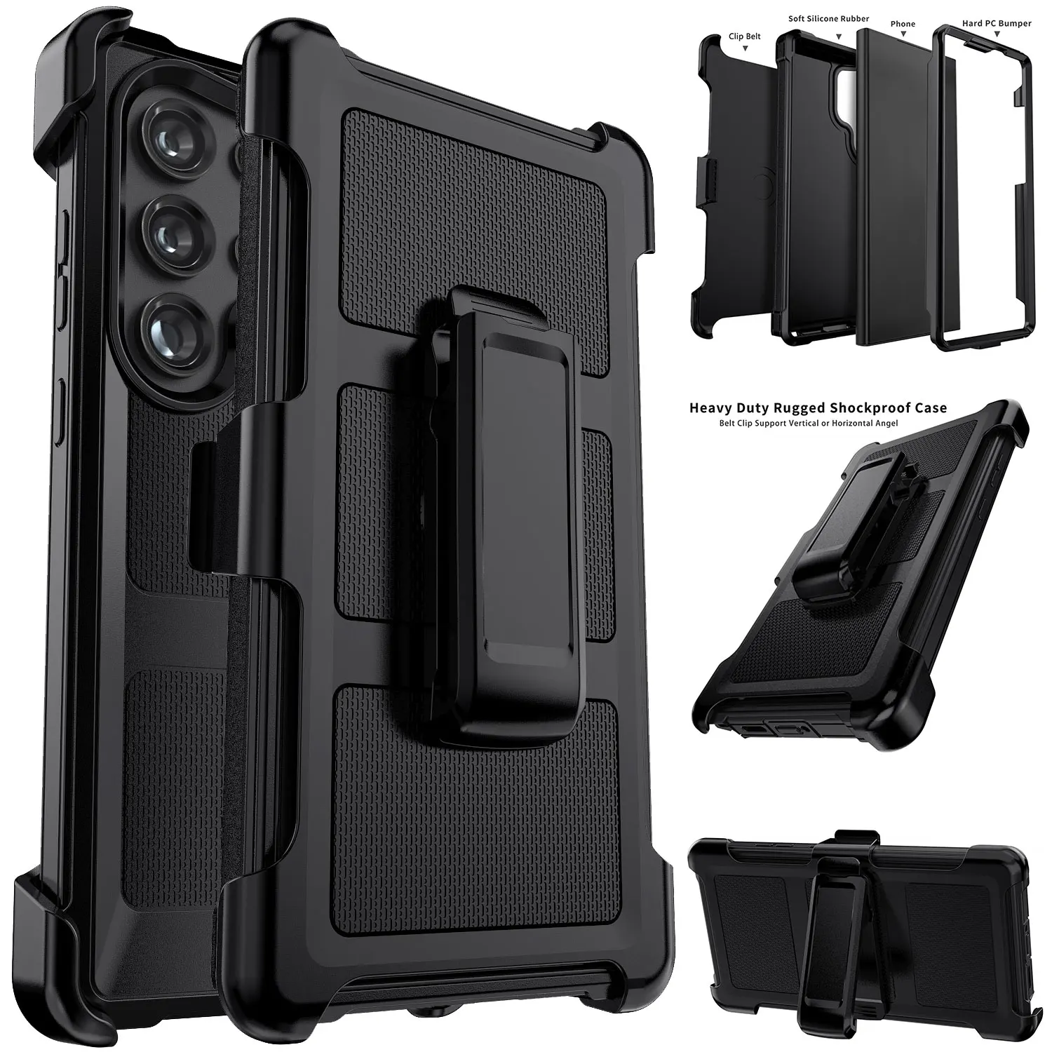 

For Samsung For Galaxy S24/S24 Plus/S24 FE/S24 Ultra Rugged Bumper Case Shockproof Heavy Duty With Belt Clip Holster Stand