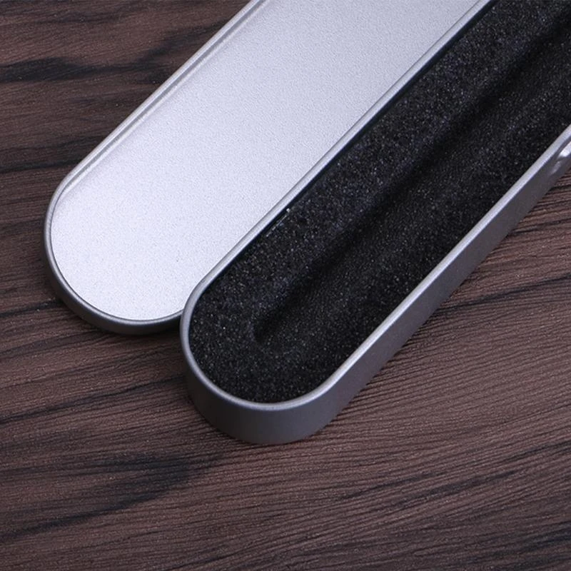 Lápis lata prateada para estojo, caixa armazenamento caneta, papelaria, escola, escritório, estojo lápis lata elegante, armazenamento caneta metal para escola