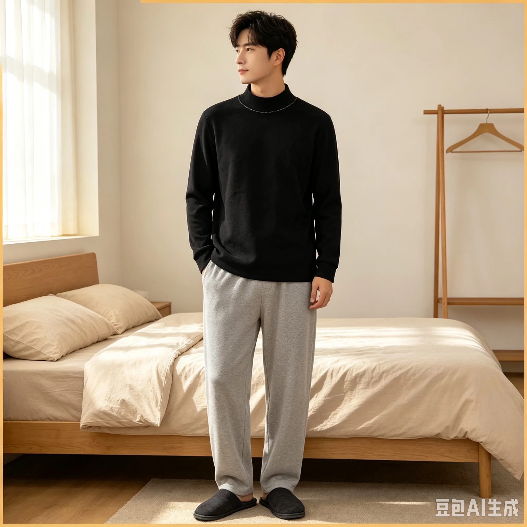 Men's Winter New Arrival Fleece-Backed Thicker Thermal Top Double-Face Fleece T-Shirt Base Layer