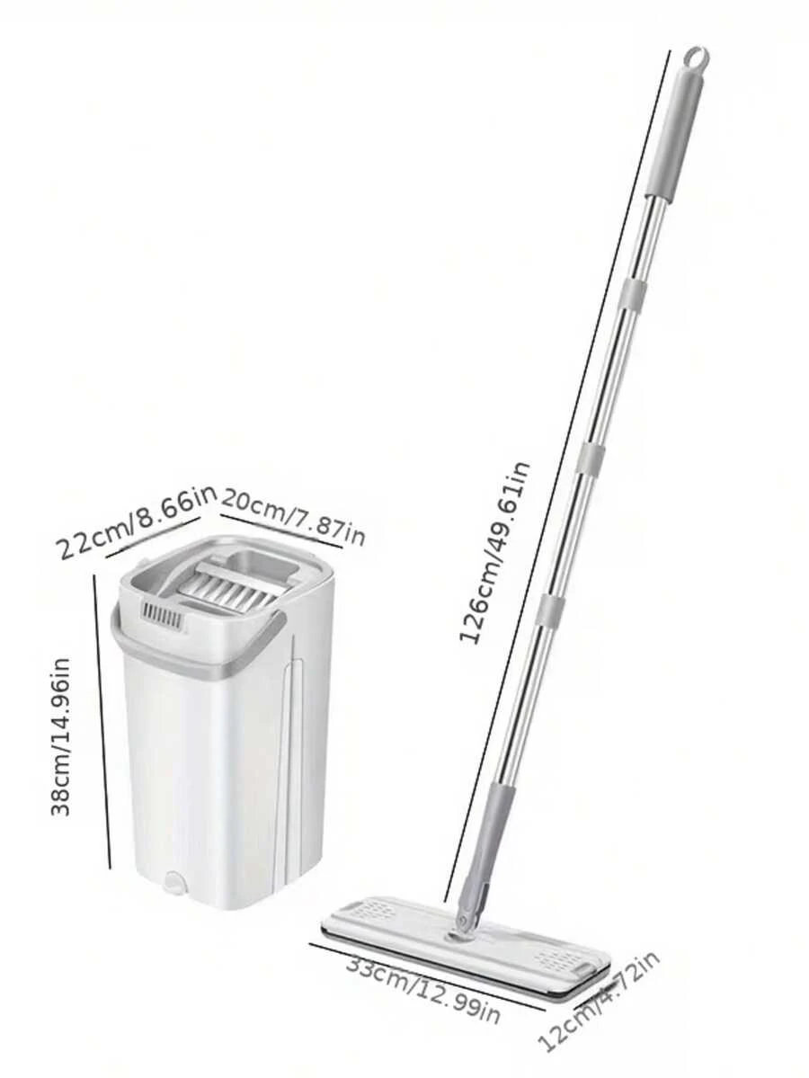 PokEpic 1PC Upgrade Mop And Bucket With Wringer Set, Flat Floor Cleaning Mop System With 6 Reusable Microfiber Pads, Wet Dry Household Cleaning Tool, Durable Floor Mop For Kitchen Bathroom Home Essentials/sh260429125579894628443