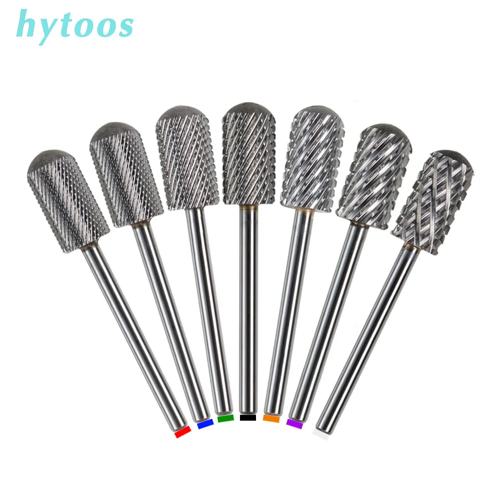 HYTOOS 6.6mm Large Barrel Nail Drill Bit Safety Carbide Nail Bit Remove Gel Tools Electric Manicure Drill Machine Accessories