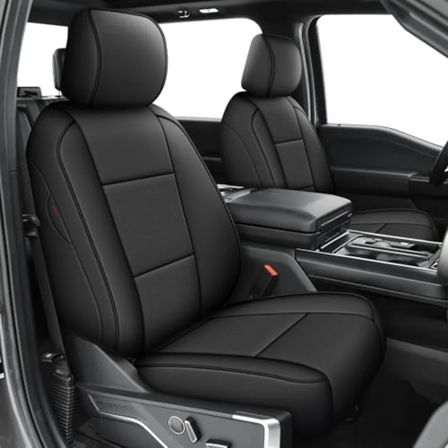 

Чехлы для сидений Ford F150 2015-2026, F250, F350, F450 2017-2026, полный комплект, на заказ, из искусственной кожи, черные