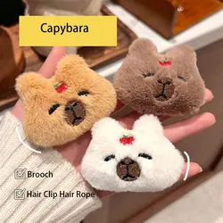 Creative Capybara Plush Doll Hair Clip Headwear Brooch Cute Cartoon Animal Fluffy Animals Hairpin Fashion Accessories