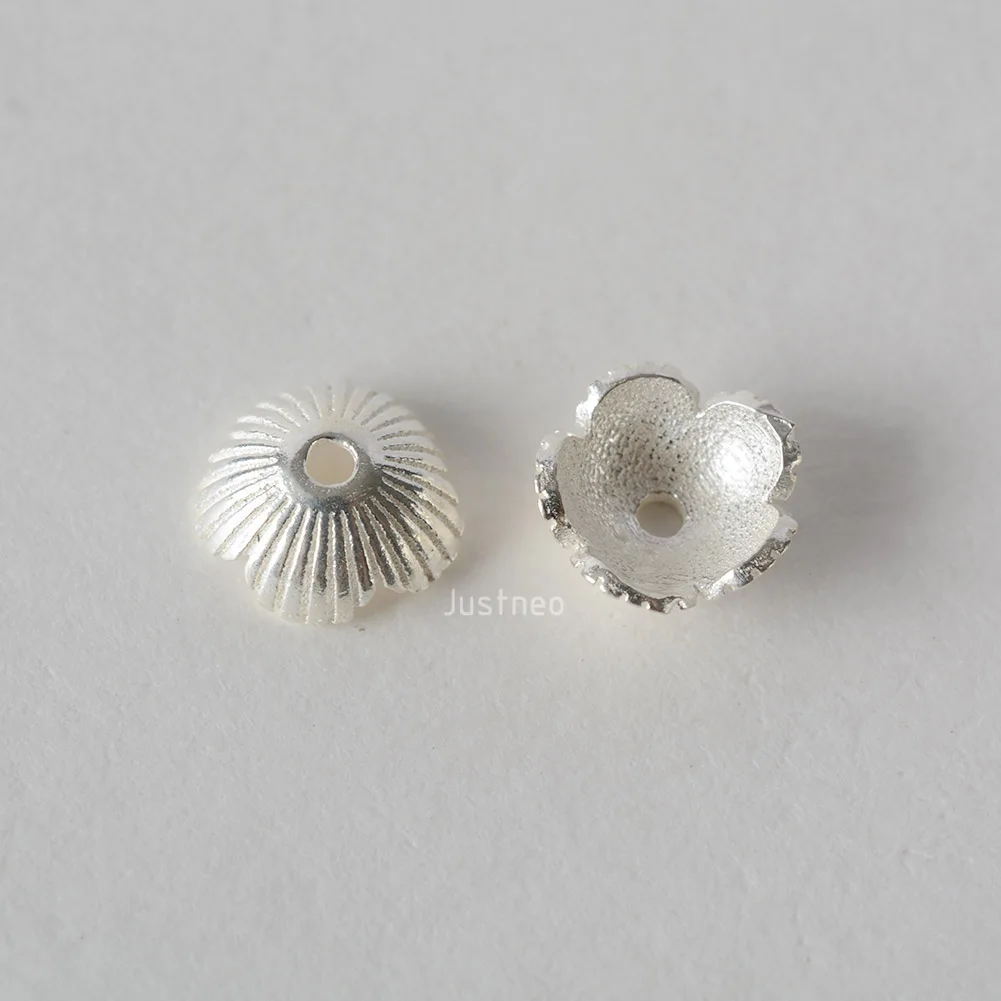 solid 925 sterling silver flower bead cap, spacer bead caps, jewelry diy silver findings/components