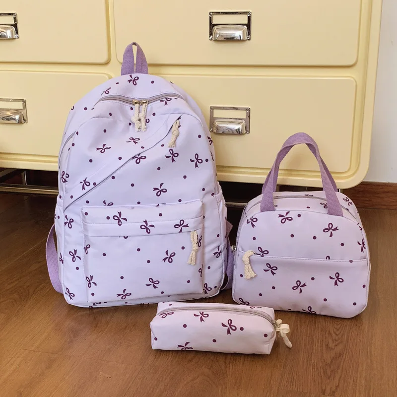 Back to School 3 Piece Floral Backpack Set Lightweight Casual Travel School Bag for Students Girls Women Butterfly Print view 5