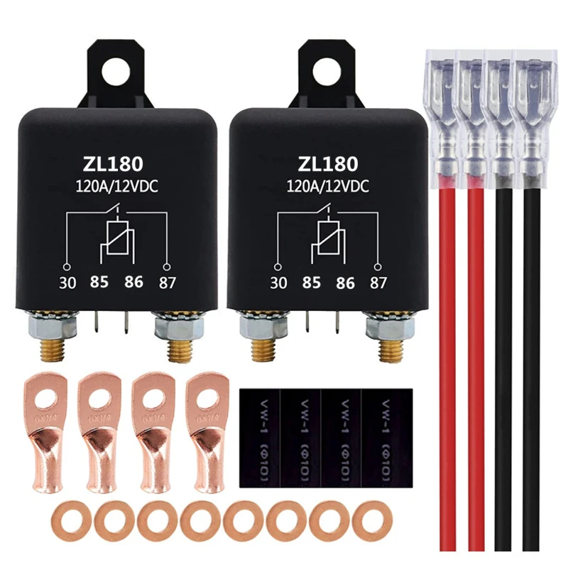 

2 pack 200A 120A shunt charging relay switch 4-terminal relay accessory for marine and truck