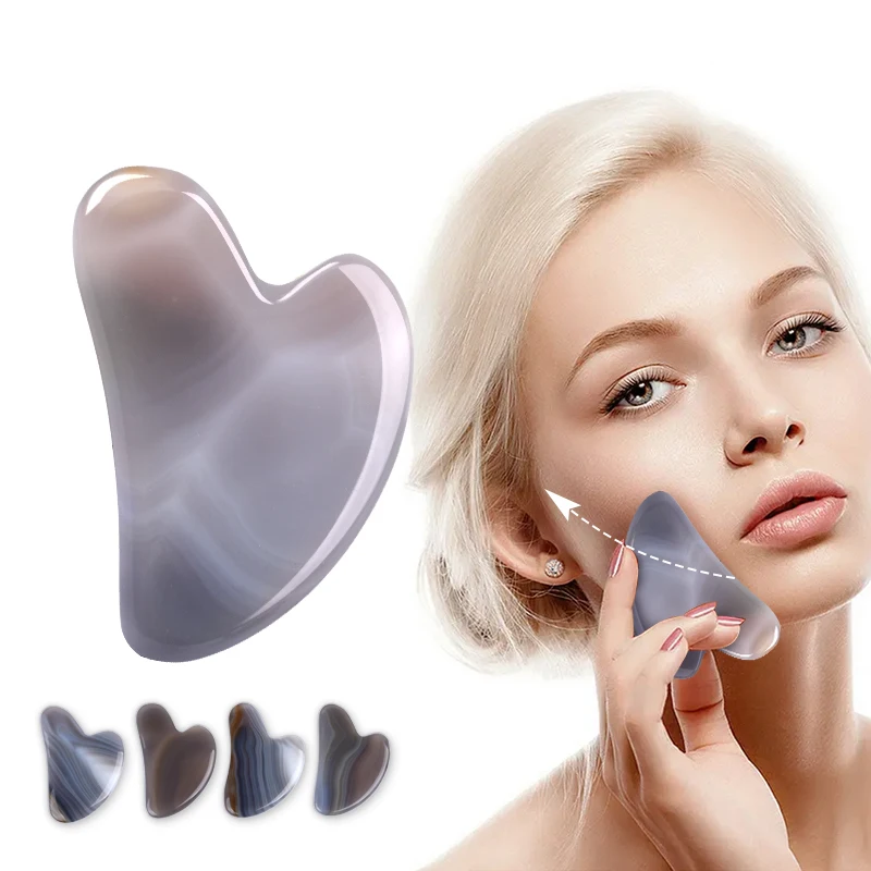 

Natural Grey Agate Gua Sha Tool Massager For Face Body Massage Health Bueaty