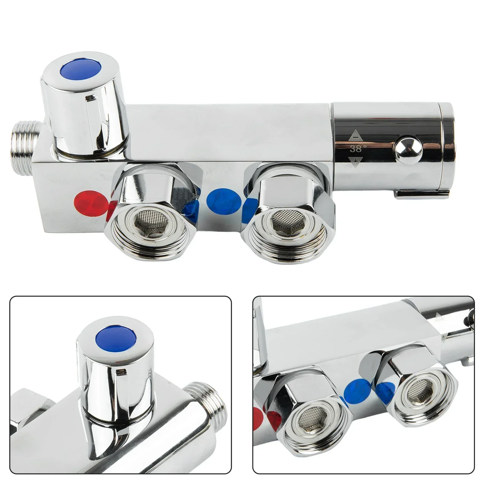 

Bath Supplies Shower Mixer Valve 1/2" Hot Cold Connectors Controlled Temperature For High Low Pressure System