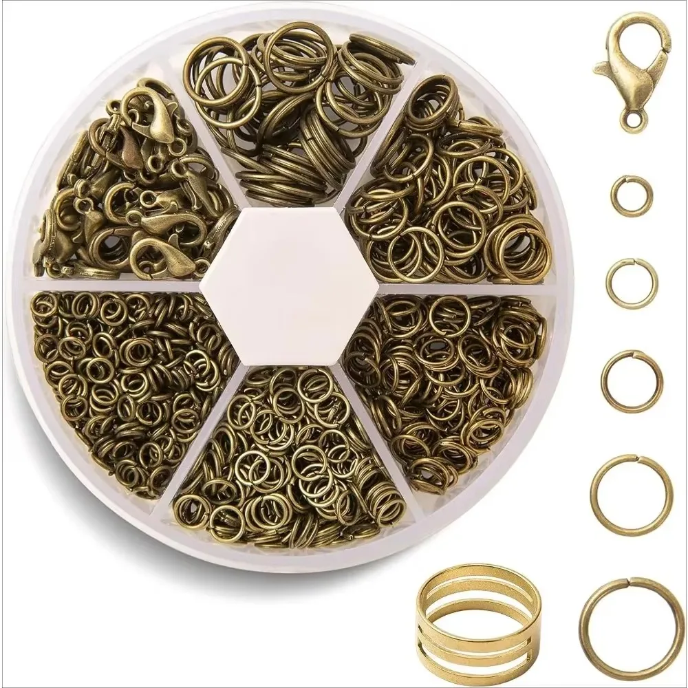 Jump Rings Kit With 1000PCS Jump Rings 40PCS 12mm Lobster Clasps and Jump Rings