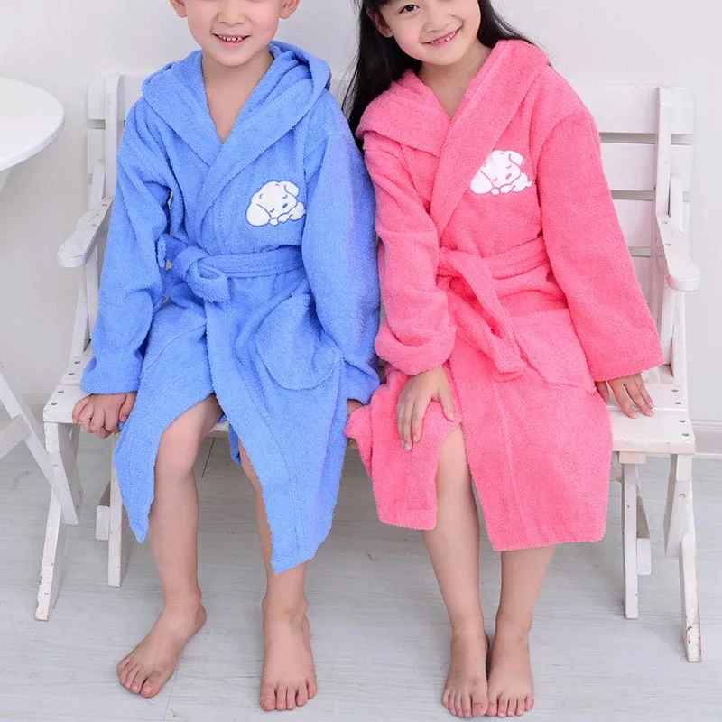 Children New Pure Cotton Autumn Winter Robe Sleepwear Boys And Girls Thick Warm Towel Bathrobe Nightgown Loose Casual Loungewear