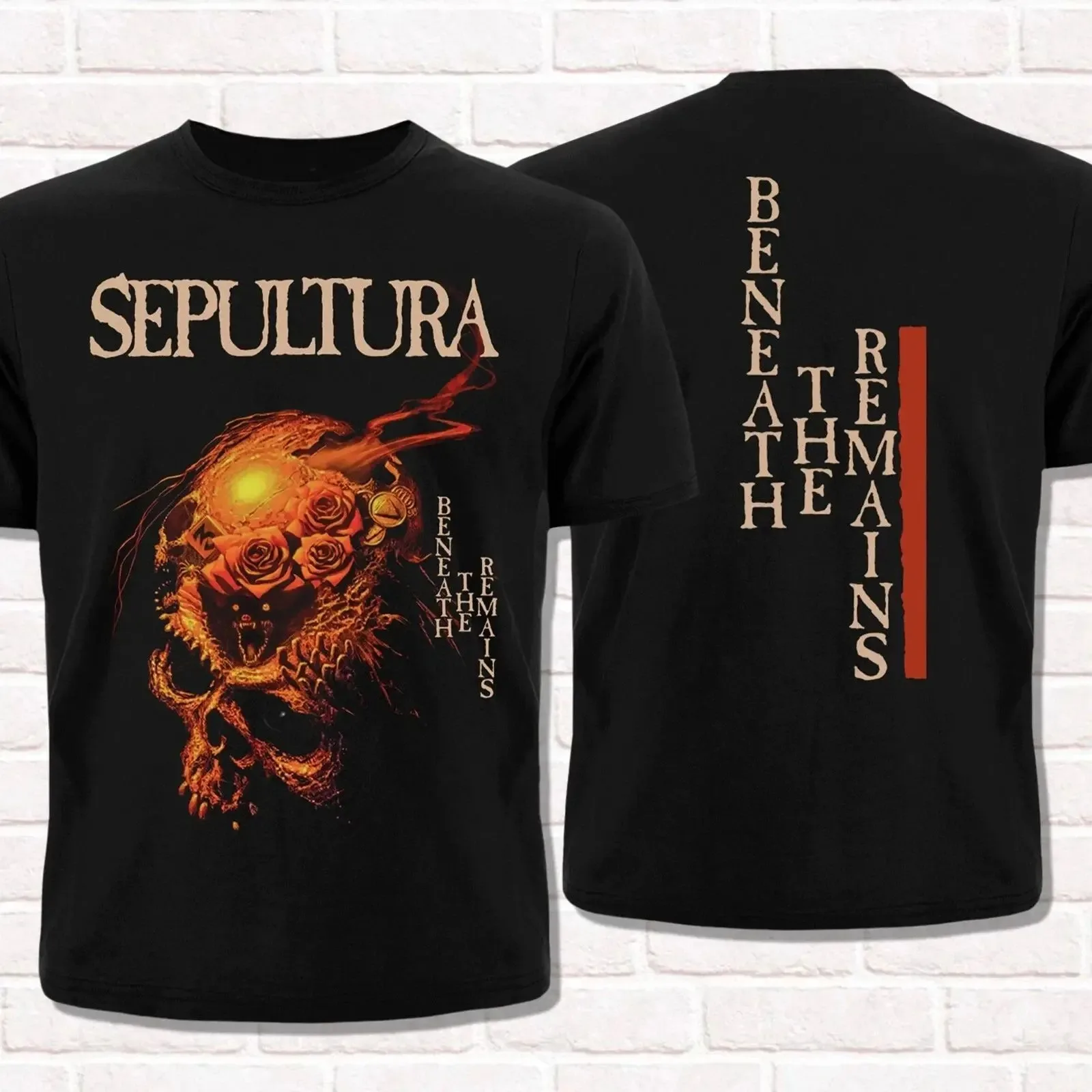 Sepultura "Chaos A.D". Camiseta gráfica de doble cara: símbolo de banda de arte y retro con temática del álbum frontal (atado al Genre 1993 de la banda