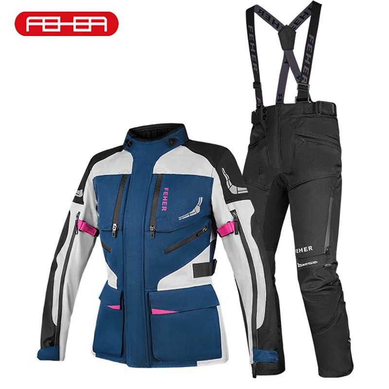

FEHER Women's Motorcycle Jacket Rally Suit All Seasons Waterproof Windproof Warm Coat Professional Motorcycle Riding Rally Suit