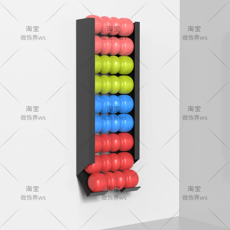 ‌ Estante para pelotas deportivas montado en la pared, soporte para rodillo de espuma multicapa para gimnasio en casa, organizador de esterilla de baloncesto/Yoga que ahorra espacio